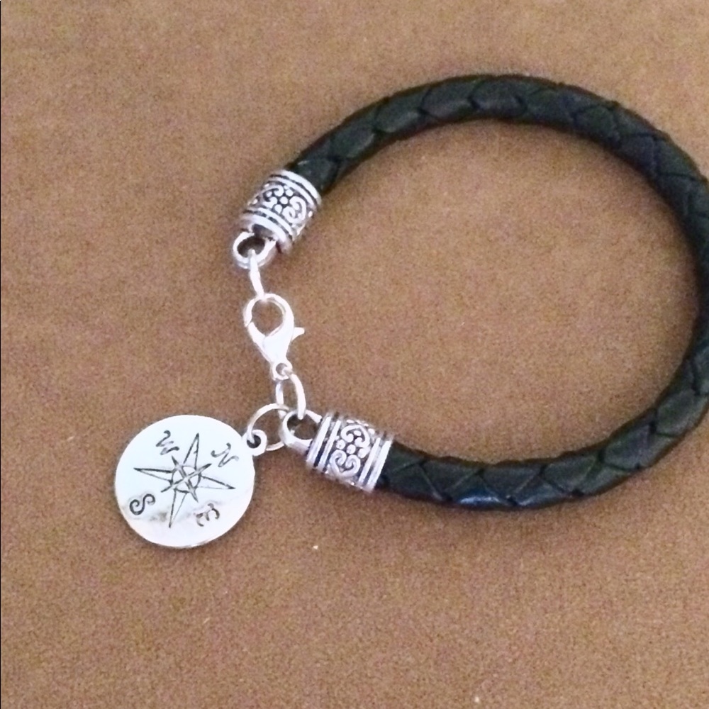 Leather charm bracelet